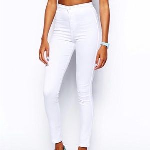Topshop Joni White Moto Jean PETITE